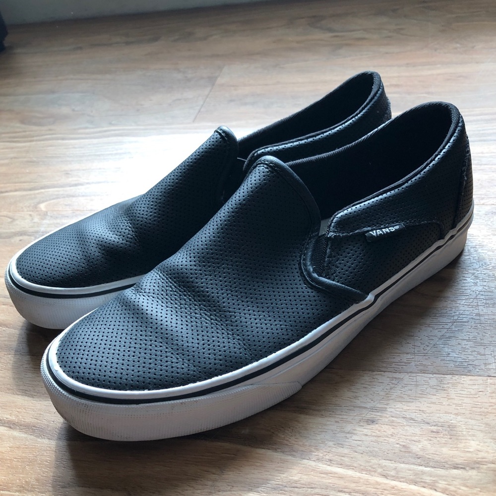 VANS Black Leather Slides, Women’s 8.5